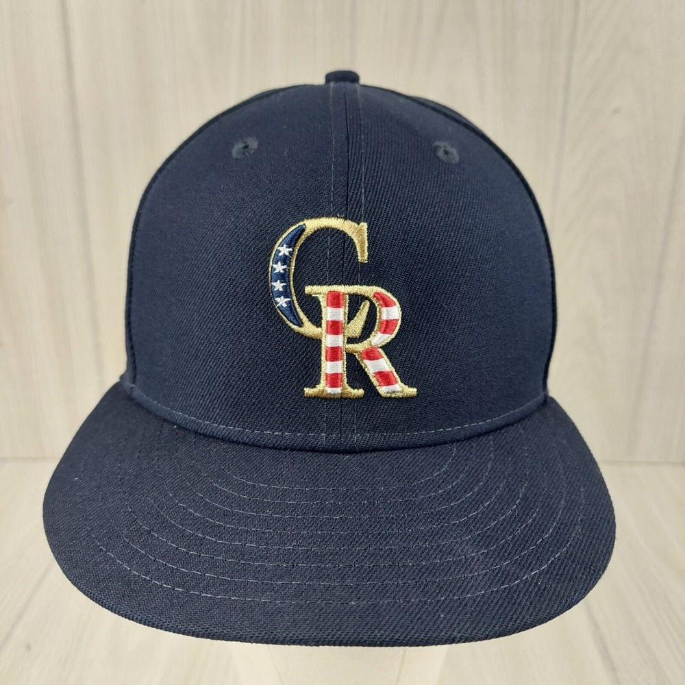 New Era Colorado Rockies Hat Unisex 6 7/8 Navy Stars Stripes 59FIFTY Fitted Cap